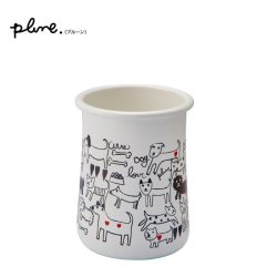 豊琺瑯 Plune プルーン　ホーローカトラリースタンド「モノトーンドッグ」 PKS-104