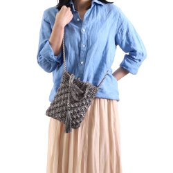 クーコ COOCO　メタリック柄編みミニ ショルダーバッグ