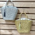 COOCO クーコ　タッセル付メタリック フィルム かごバッグ トートバッグ　2カラー