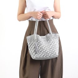 クーコ COOCO　メタリック柄編み トートバッグ