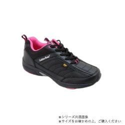 ニチマン ゴールデンベア　レディス軽量幅広3EレースアップスニーカーGB330 ブラック　23.5cm