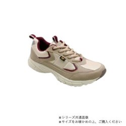 ニチマン ゴールデンベア　レディス軽量幅広3EレースアップスニーカーGB327 ベージュ　24.0cm