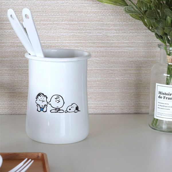 「PEANUTS・スヌーピー」BT・　ホーローカトラリースタンド／SNJ-2309　Enamel Tabel wear「通販百貨 Happy Puppy」