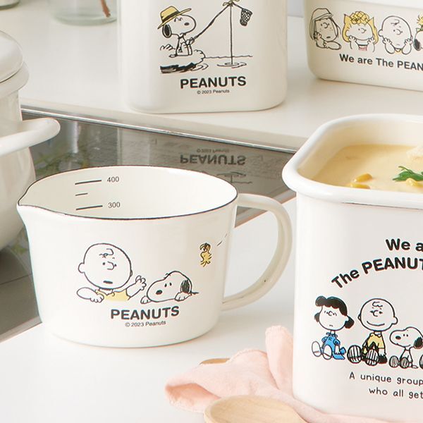 「PEANUTS・スヌーピー」BT・ホーローメジャーカップ・S／SNJ-2307　Enamel Kitchen wear「通販百貨 Happy Puppy」