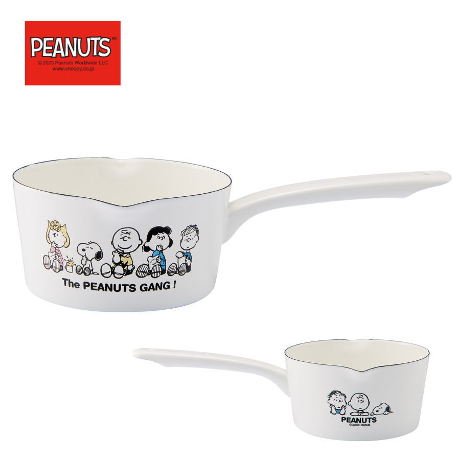 「PEANUTS・スヌーピー」ホーローミルクパン15cm／SNJ-2302　Enamel Kitchen wear「通販百貨 Happy Puppy」