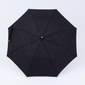 画像: 志成販売 葉模様のジャカード生地で作った折り畳み日傘 ブラック F161320BK