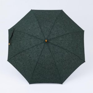 画像: 志成販売 葉模様のジャカード生地で作った折り畳み日傘 グリーン F161320GN
