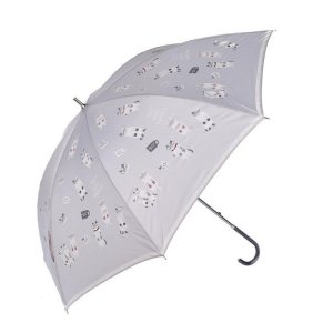 画像: クスグルジャパン クスグルアンブレラ 長傘 晴雨兼用 ネコまるけ柄 グレー 22-4041