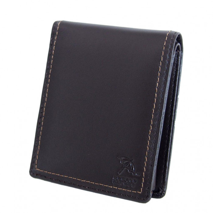 Arnold Palmer アーノルドパーマー 二つ折り財布 Wステッチ 牛革 ベラ付 ダークブラウン 4AP3651BN